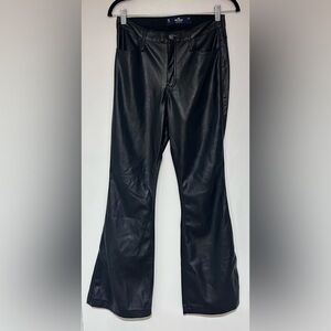 Hollister Black Faux Leather High Rise Flare Pants Size 27